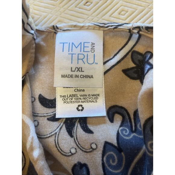 Boho Floral Kimono Ruana Wrap Long Draped Open Front Shawl Lightweight Tan EUC - Picture 7 of 8